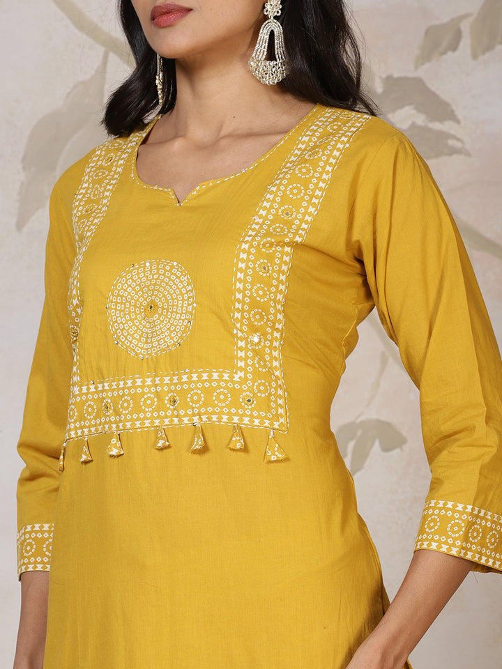 Printed Cotton Blend Kurta With Pants &amp; Dupatta