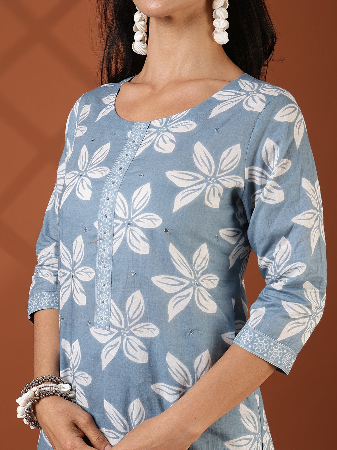 Printed Cotton Blend Kurta With Pant &amp; Dupatta