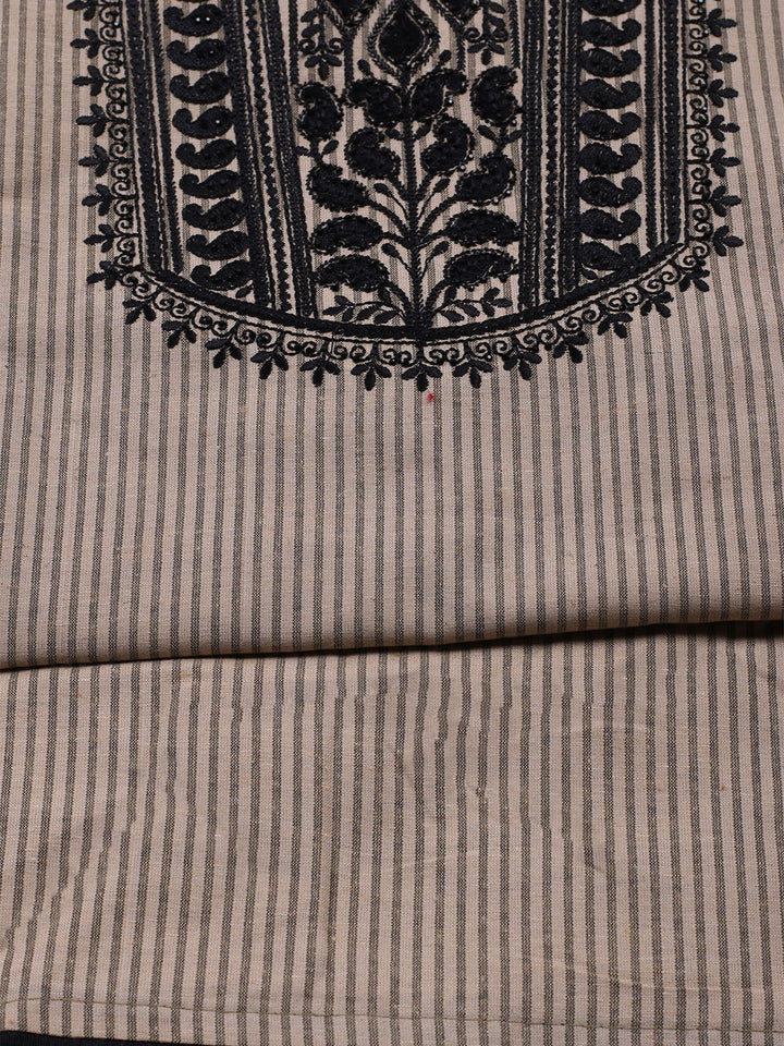 Neck Embroidered Cotton Blend Unstitched Suit With Dupatta