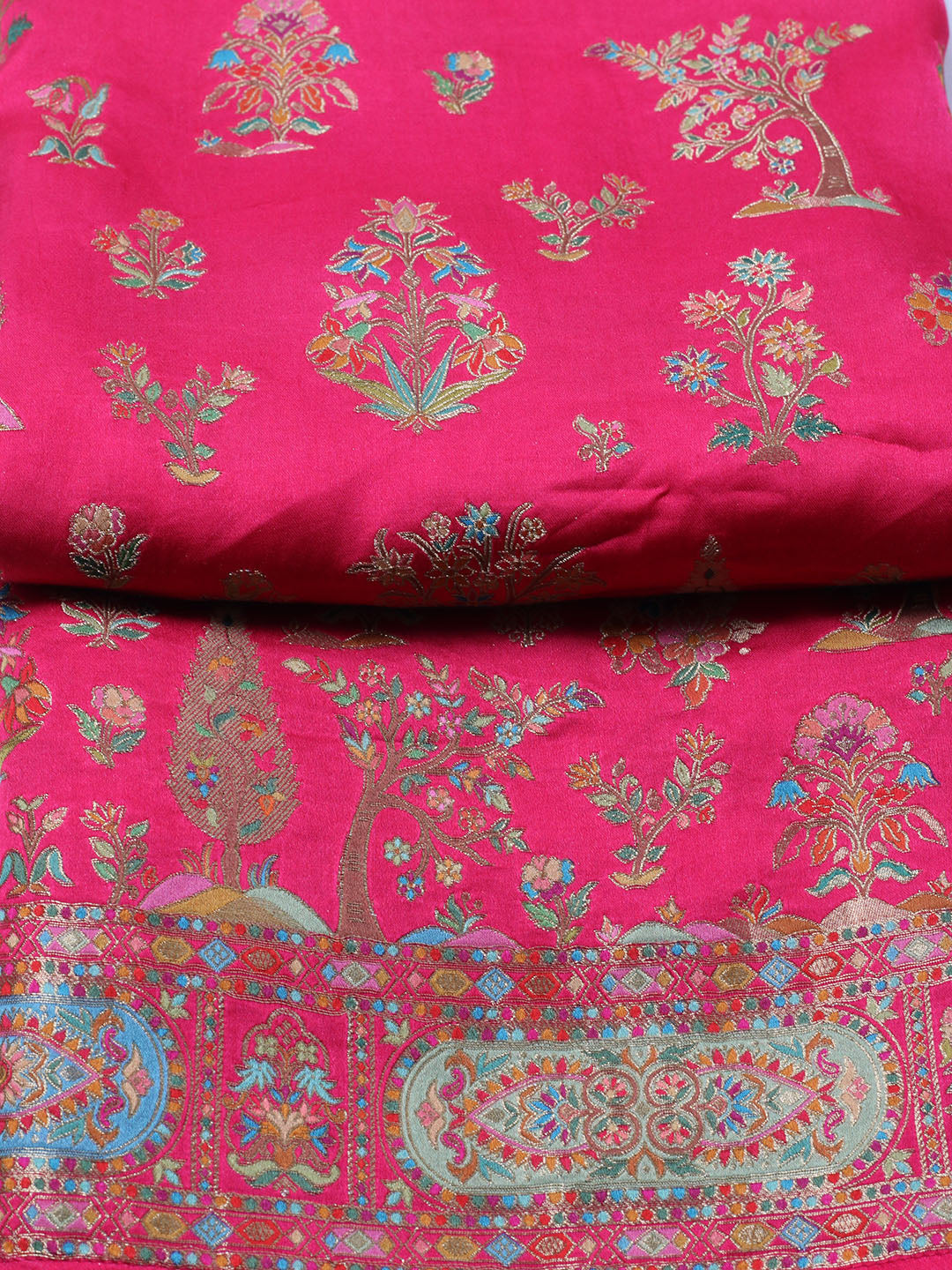 Woven Design Satin Unstitched Suit With Pant &amp; Dupatta