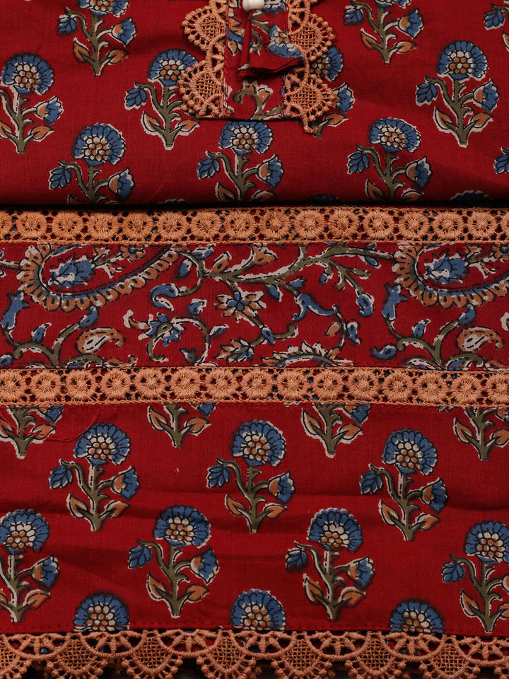 Embroidered Cotton Blend Unstitched Suit With Pant &amp; Dupatta