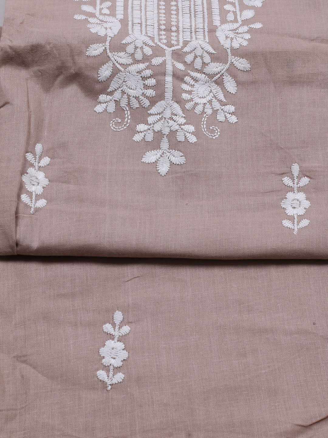 Neck Embroidered Cotton Blend Unstitched Suit With Dupatta