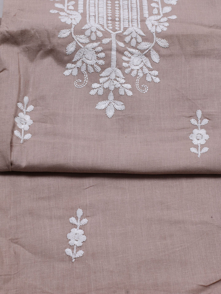 Neck Embroidered Cotton Blend Unstitched Suit With Dupatta