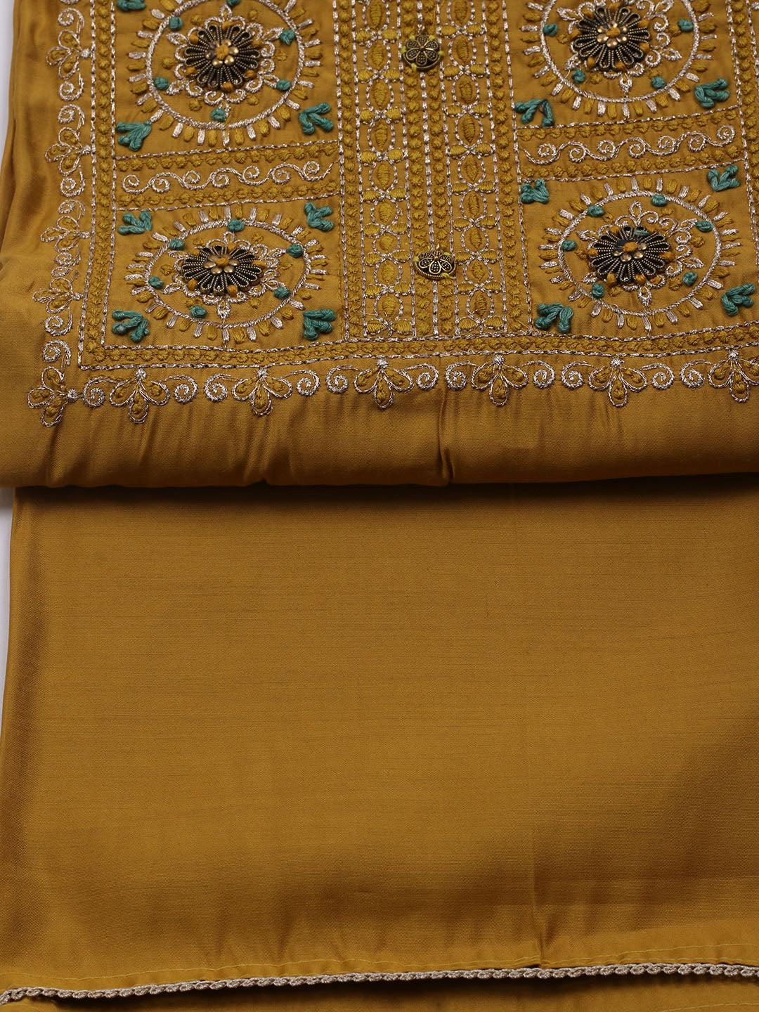 Gota Work Chanderi Unstitched Suit With Dupatta