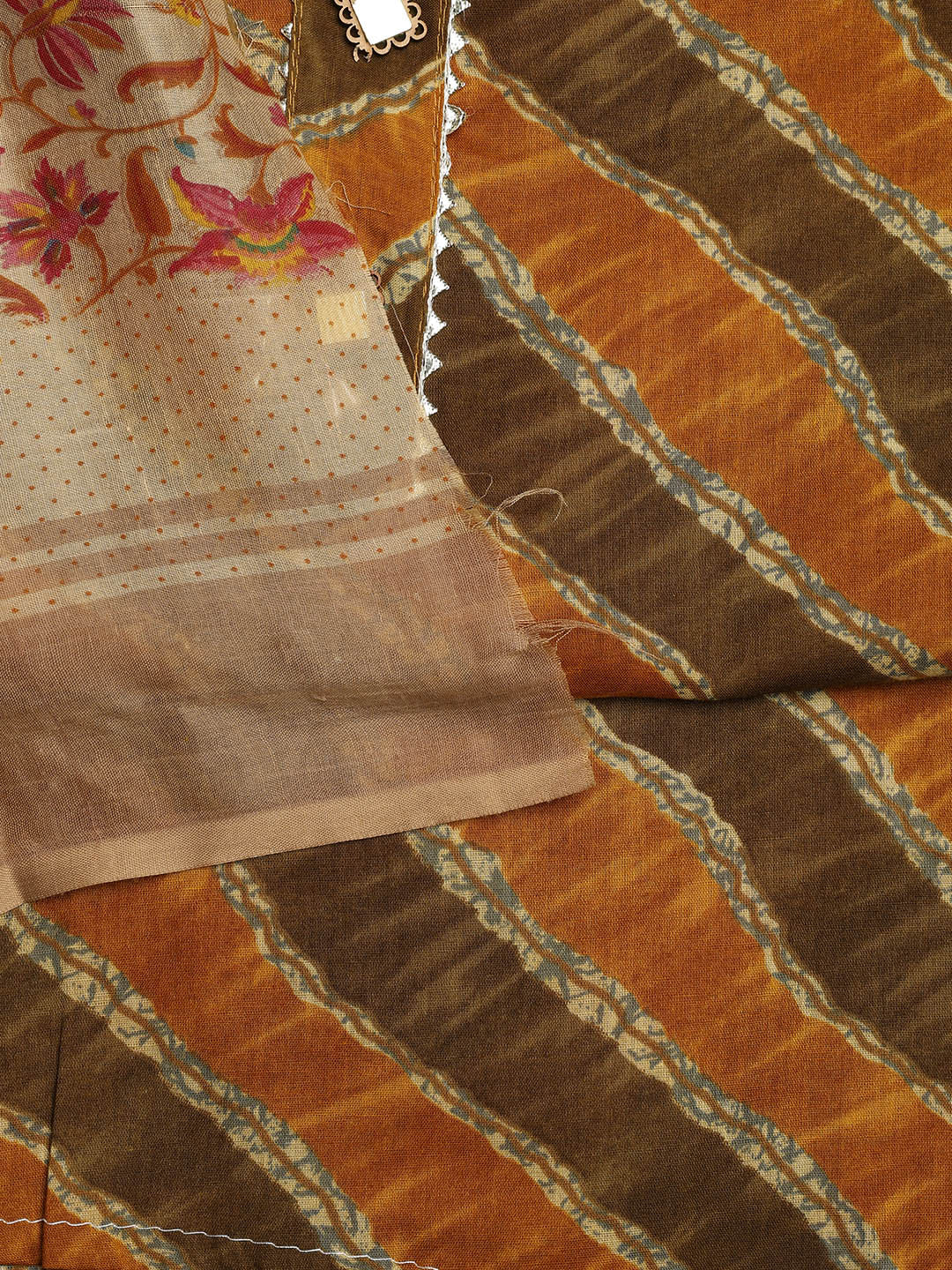 Printed Cotton Blend Unstitched Suit With Dupatta