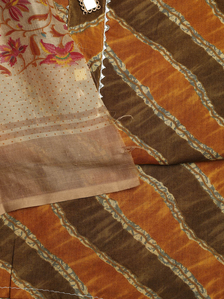 Printed Cotton Blend Unstitched Suit With Dupatta