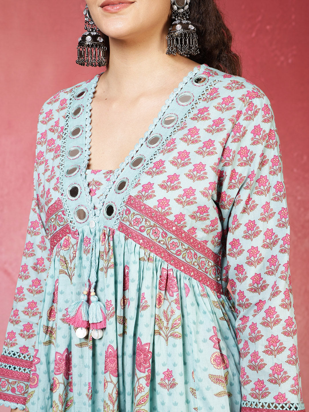 Printed Cotton Blend Kurta With Pants & Dupatta
