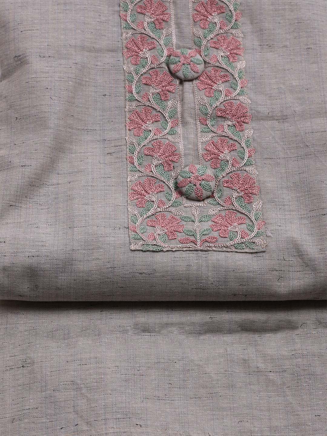 Embroidered Cotton Unstitched Suit With Dupatta