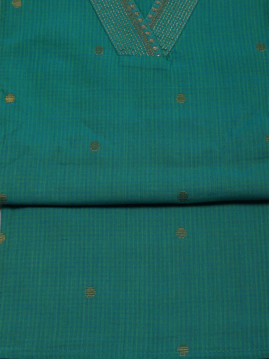 Neck Embroidered Cotton Blend Unstitched Suit With Dupatta