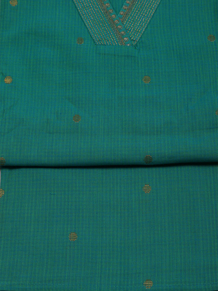 Neck Embroidered Cotton Blend Unstitched Suit With Dupatta