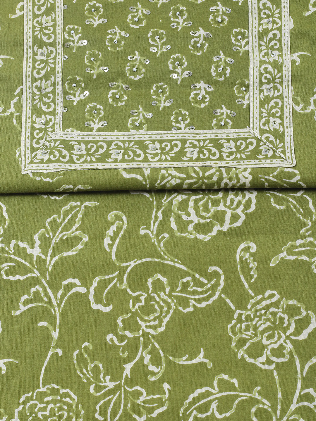 Embroidered Cotton Blend Unstitched Suit With Pant &amp; Dupatta