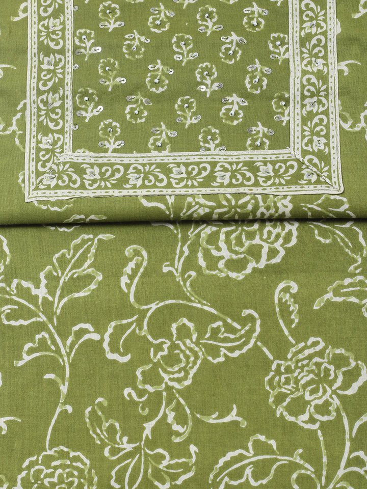 Embroidered Cotton Blend Unstitched Suit With Pant &amp; Dupatta