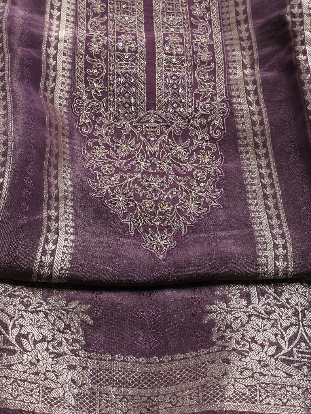 Embroidered Tissue Unstitched Suit With Dupatta
