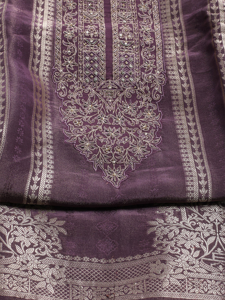 Embroidered Tissue Unstitched Suit With Dupatta