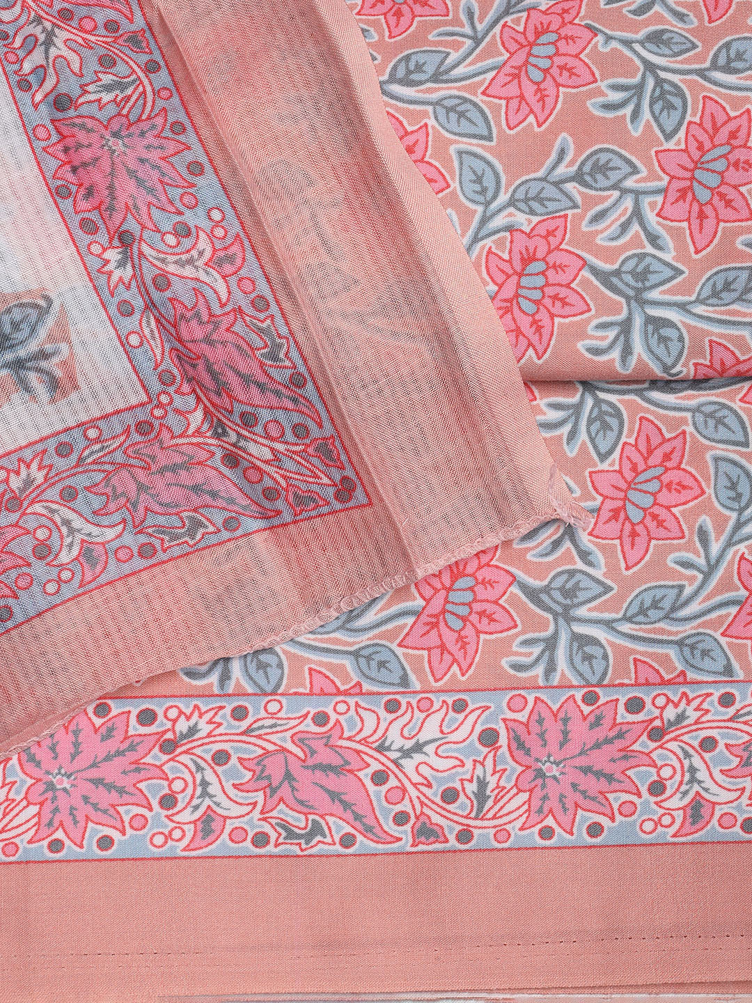 Printed Cotton Blend Unstitched Suit With Dupatta