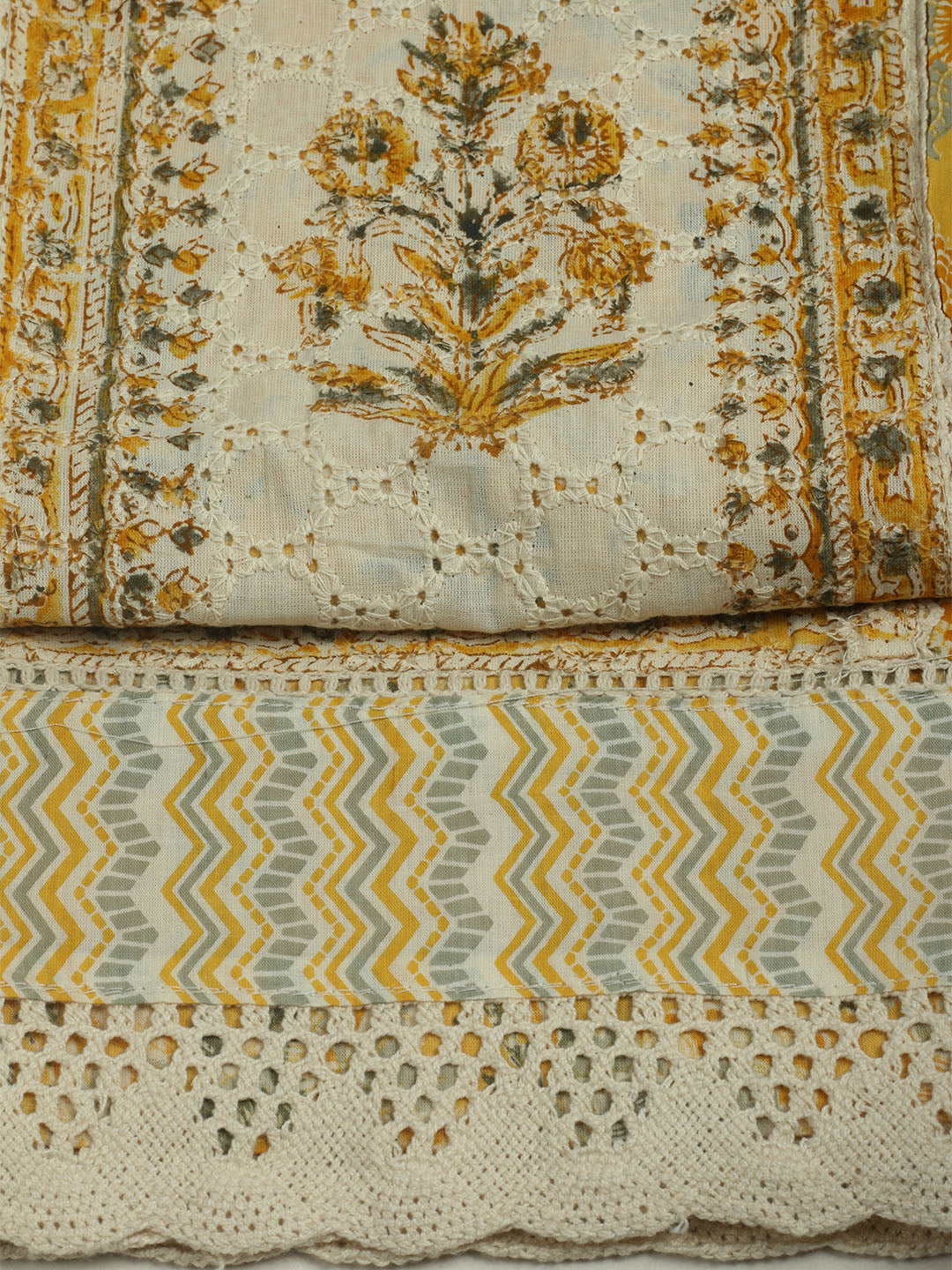 Printed Cotton Unstitched Suit With Pant &amp; Dupatta