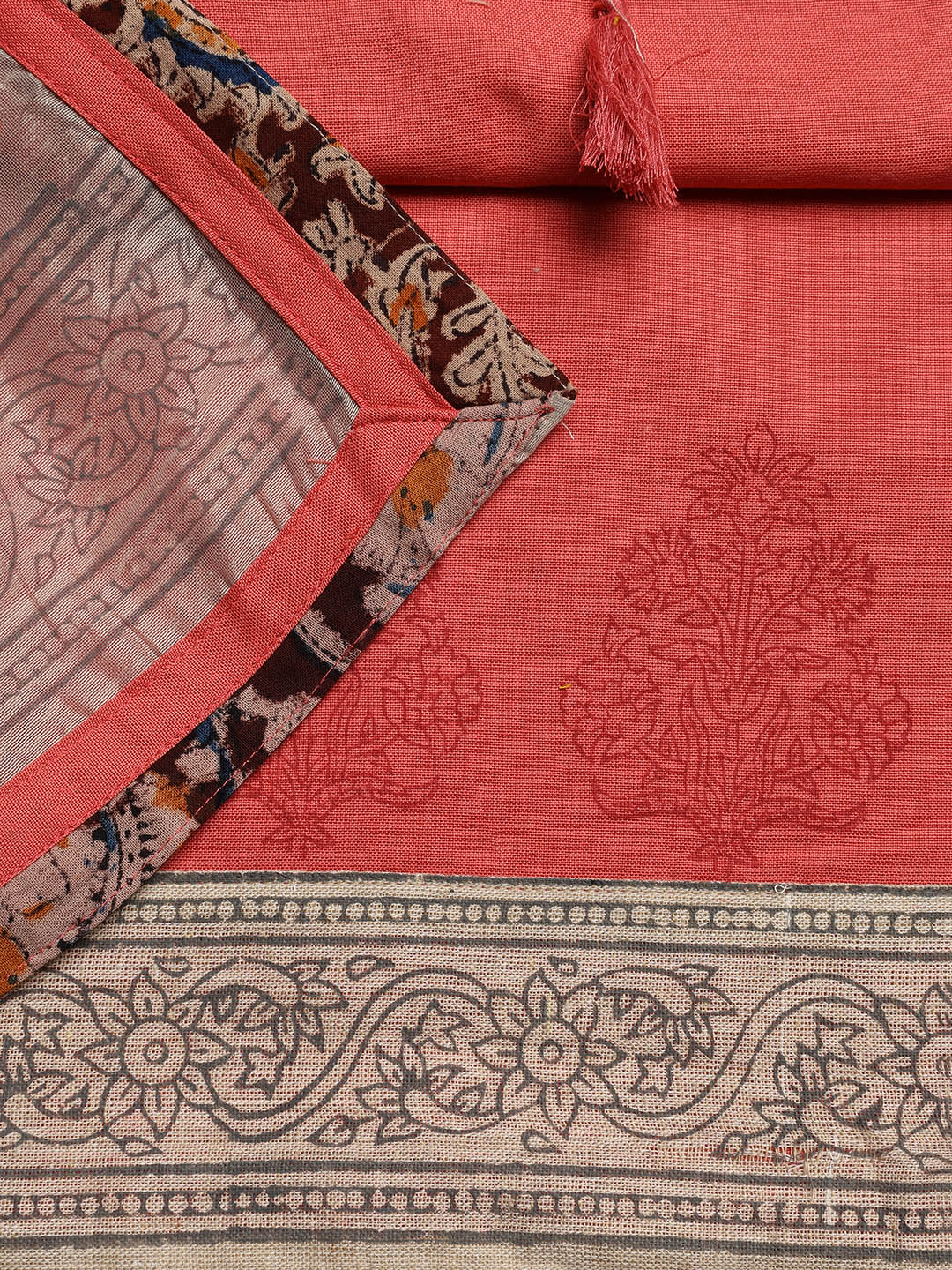 Neck Embroidered Cotton Blend Unstitched Suit With Dupatta