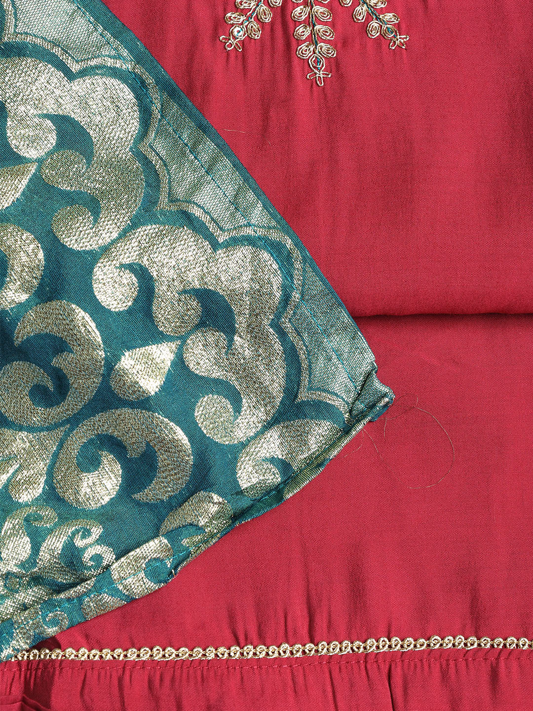 Neck Embroidered Cotton Blend Unstitched Suit With Dupatta