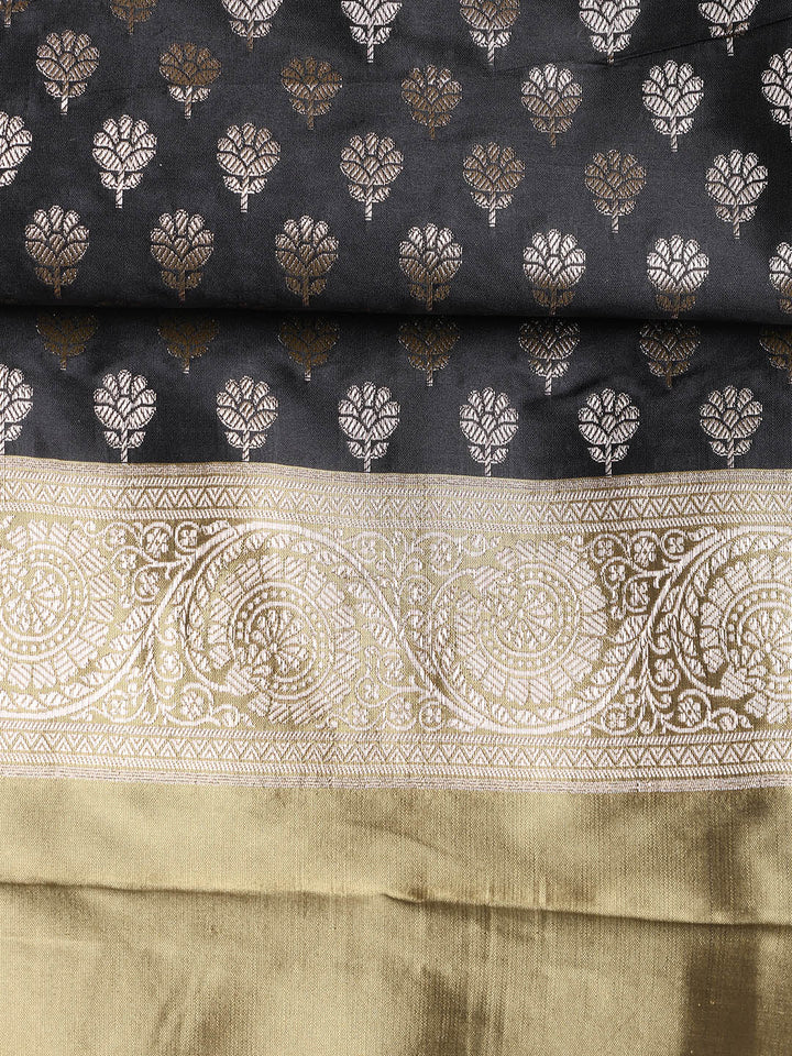 Woven Banarasi Chanderi Unstitched Suit With Dupatta