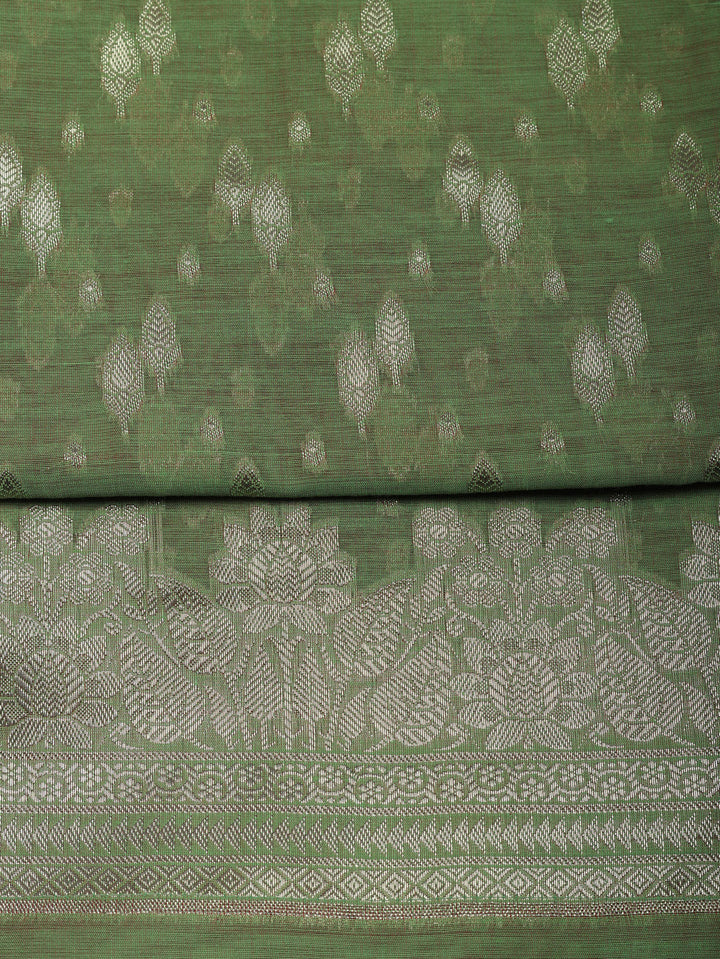 Woven Design Art Silk Unstitched Suit With Pant &amp; Dupatta