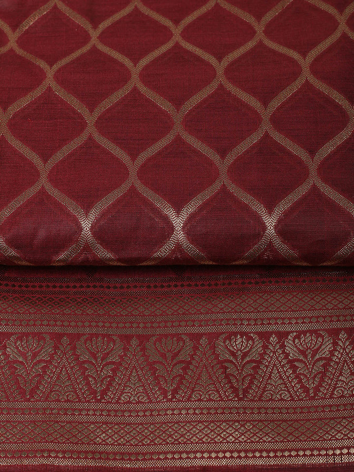 Woven Design Chanderi Unstitched Suit With Pant &amp; Dupatta