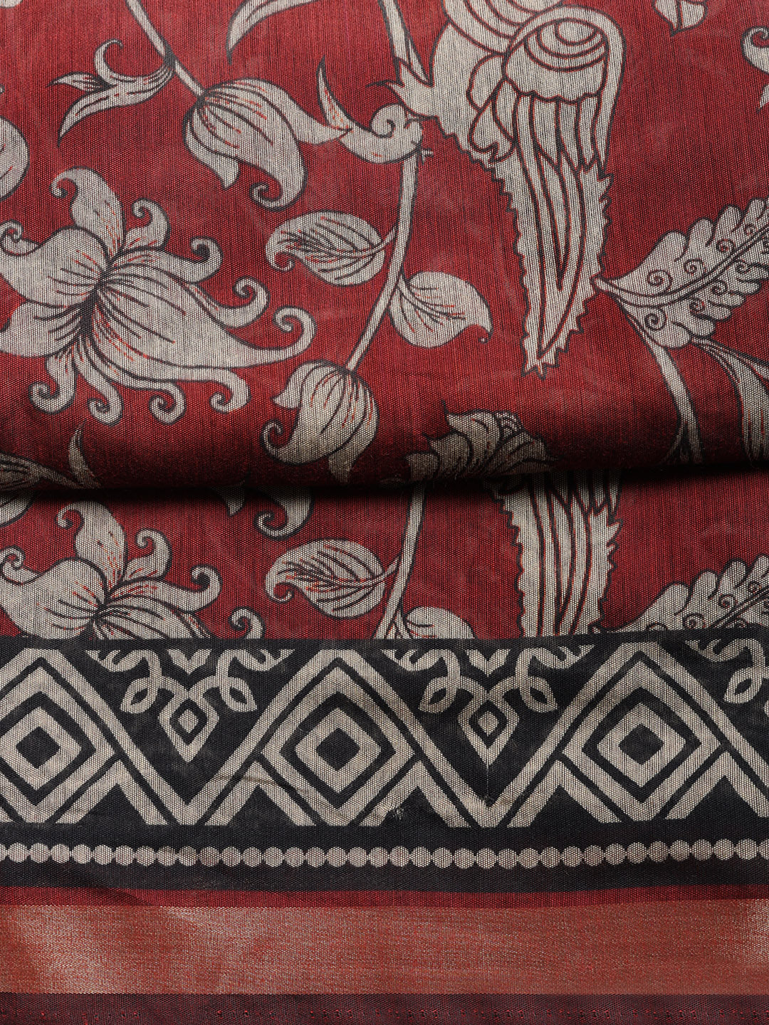 Printed, Cotton Blend Unstitched Suit With Pant &amp; Dupatta