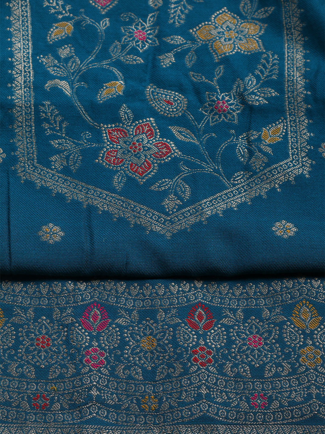 Pashmina Woven Design Unstitched Kurta With Pant &amp; Dupatta