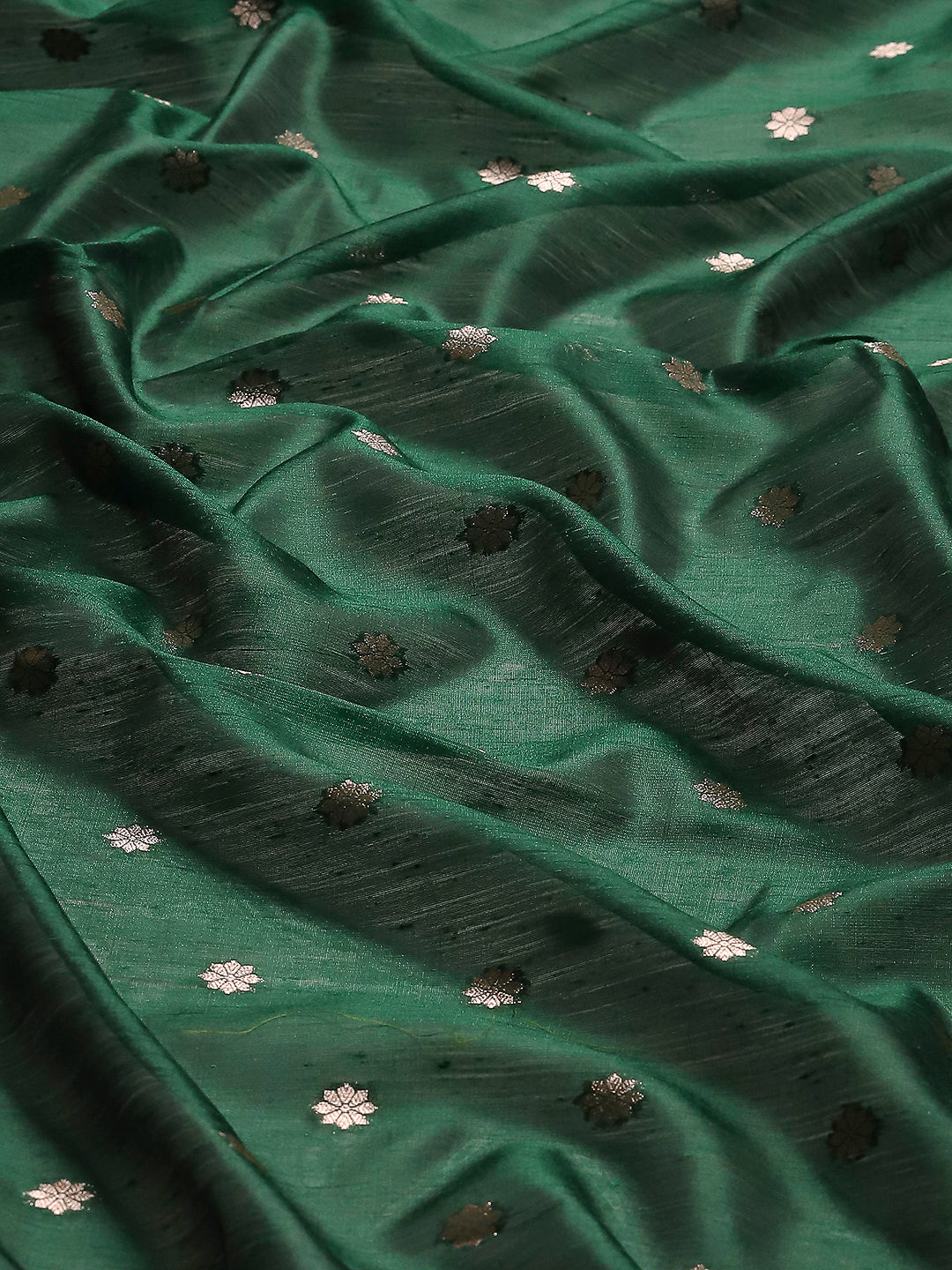 Zari Border Booti Cotton Blend Woven Saree