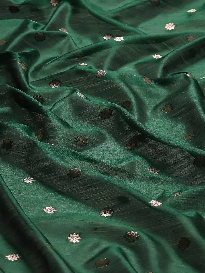 Zari Border Booti Cotton Blend Woven Saree