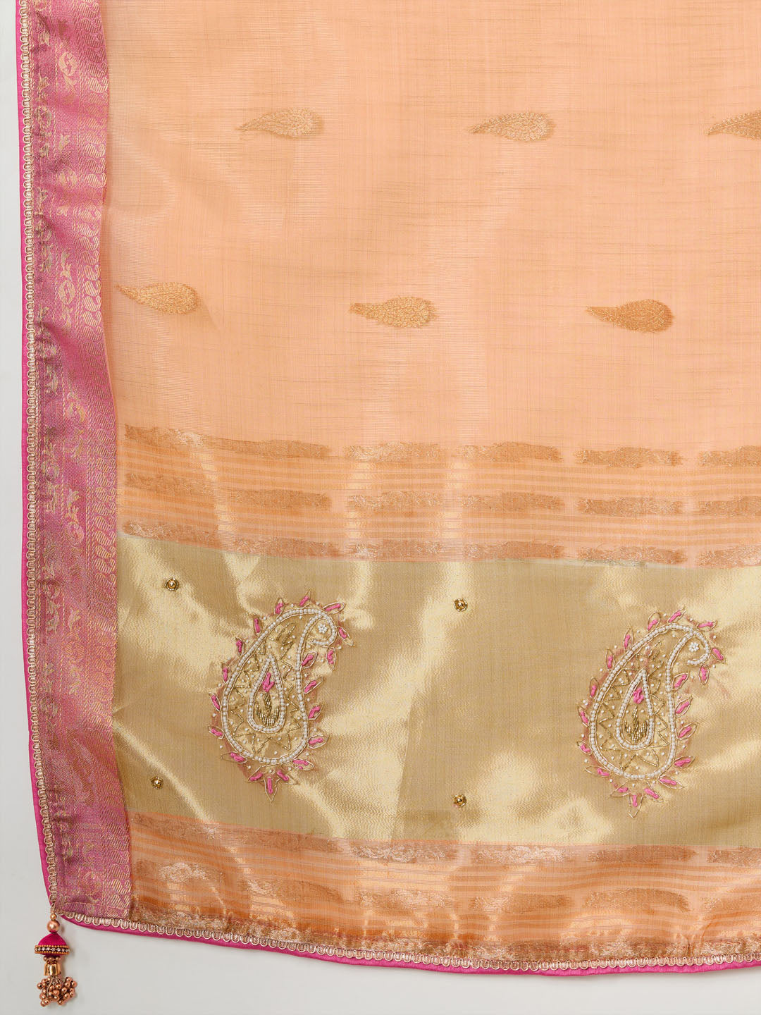 Embroidered Tissue Linen Saree