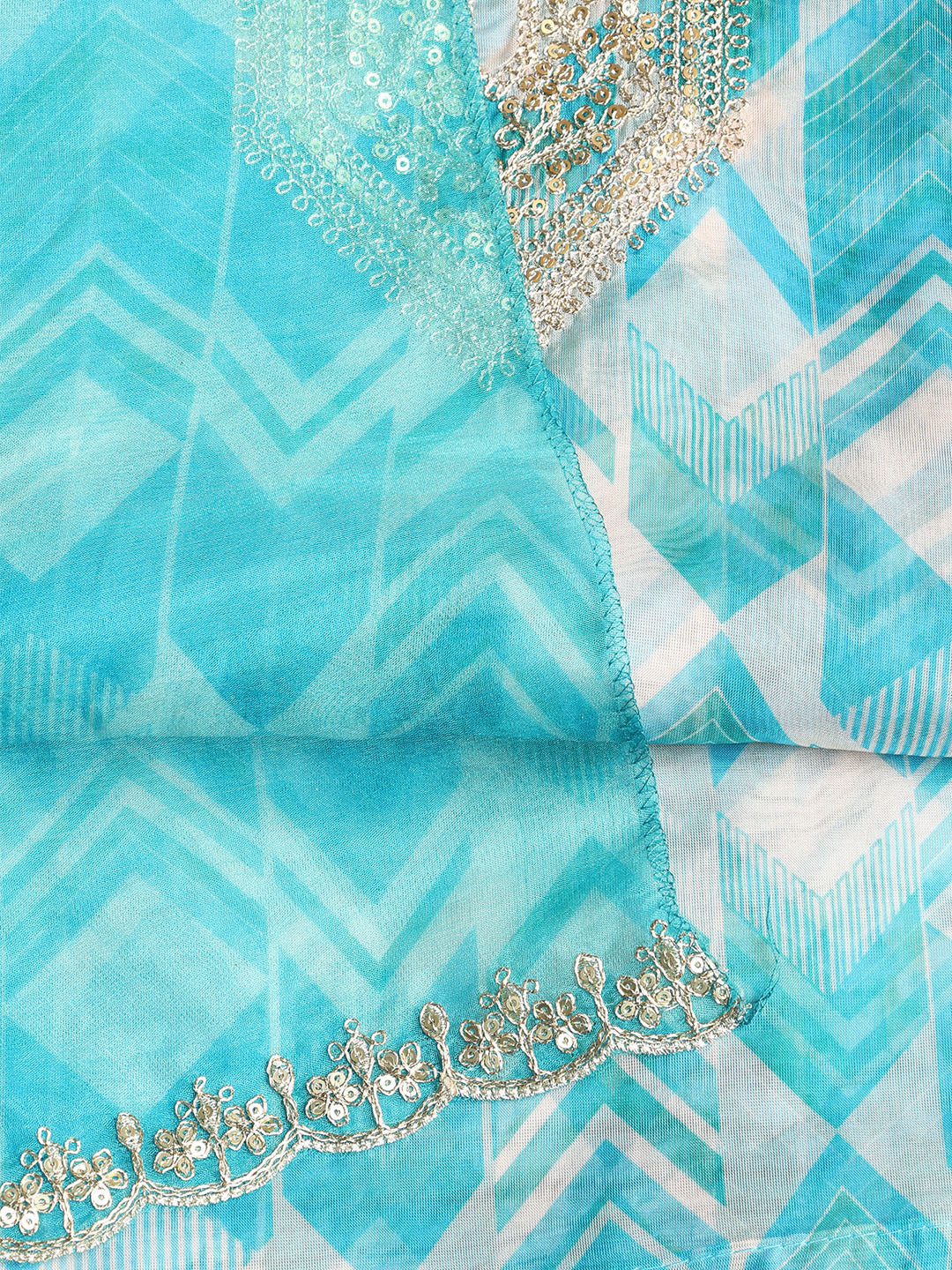 Embroidered Organza Unstitched Suit With Dupatta
