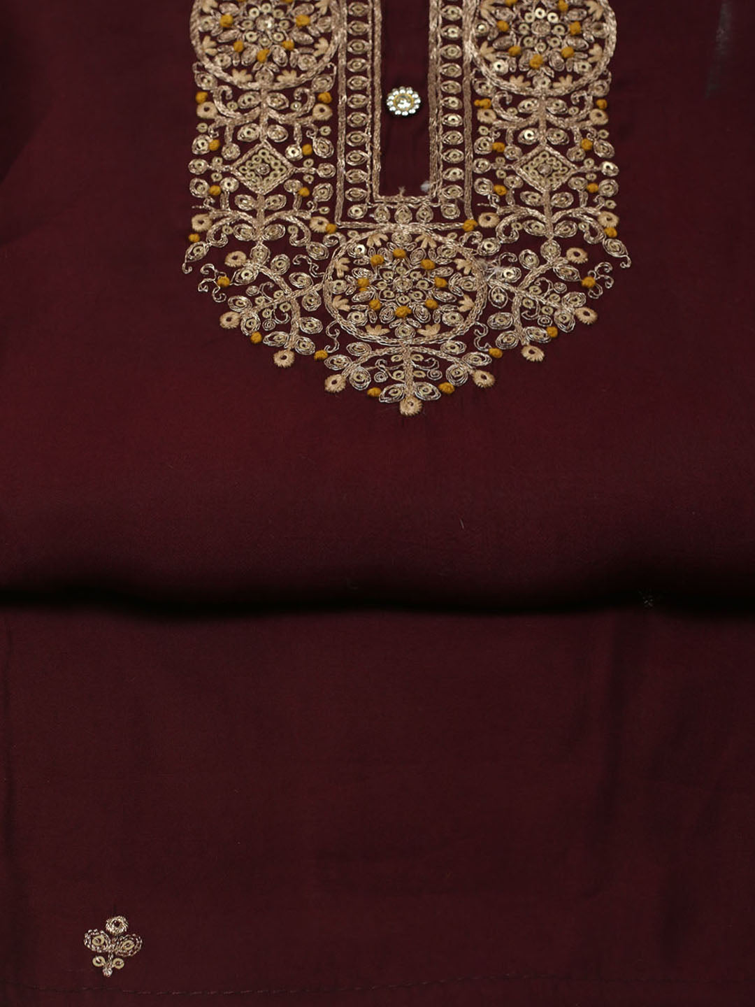 Neck Embroidery Chanderi Unstitched Suit Piece With Dupatta