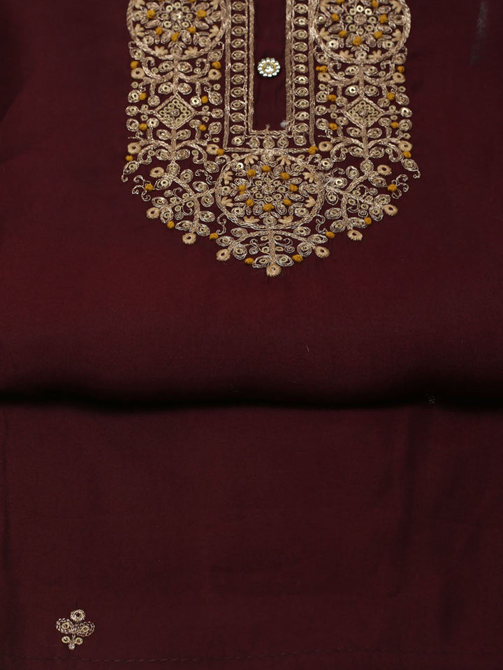 Neck Embroidery Chanderi Unstitched Suit Piece With Dupatta
