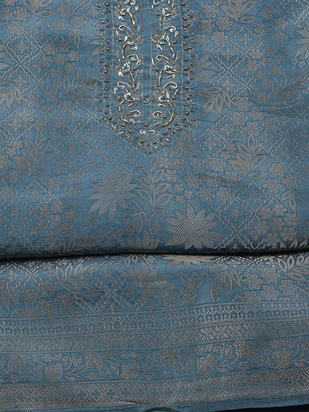 Brocade Chanderi Unstitched Suit With Dupatta