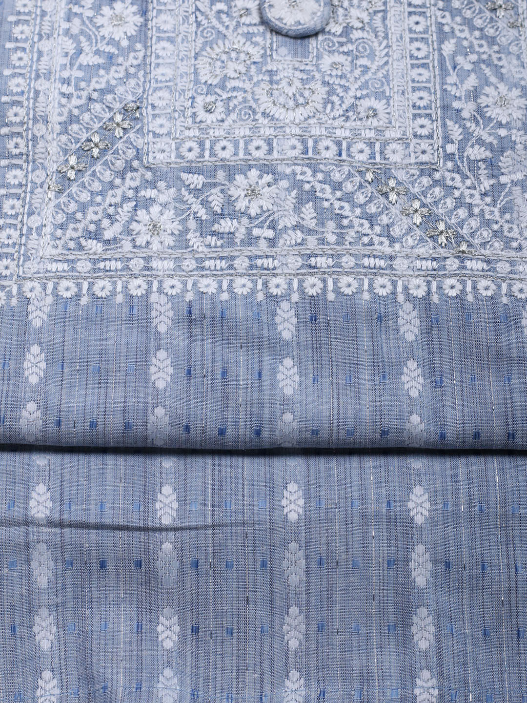 Neck Embroidered Cotton Blend Unstitched Suit With Dupatta