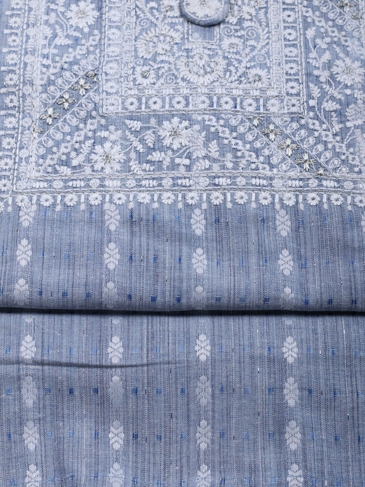 Neck Embroidered Cotton Blend Unstitched Suit With Dupatta