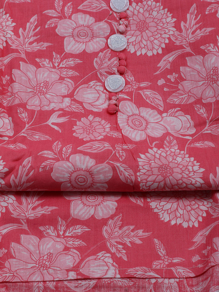 Printed Cotton Blend Unstitched Suit With Dupatta