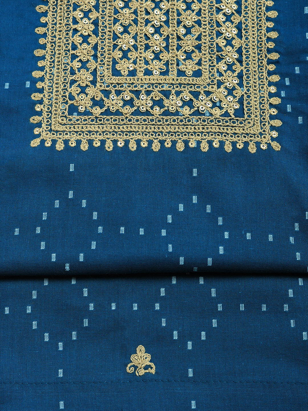 Embroidered Cotton Blend Unstitched Suit With Pant &amp; Dupatta