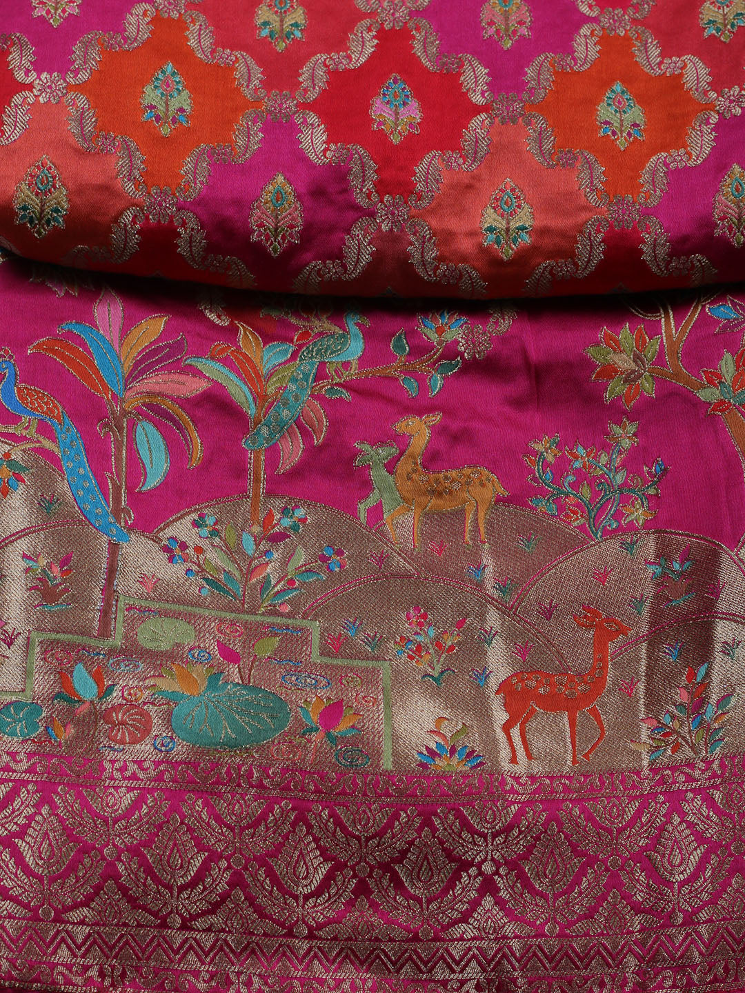 Woven Design Satin Unstitched Suit With Pant &amp; Dupatta