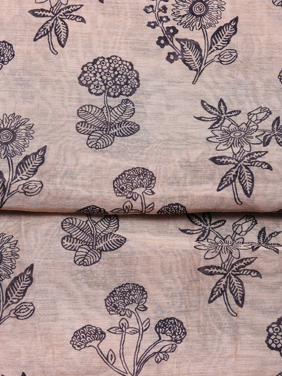 Printed Chanderi Unstitched Suit With Pant &amp; Dupatta