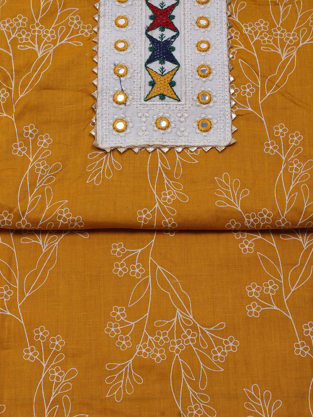Printed Cotton Blend Unstitched Suit With Dupatta