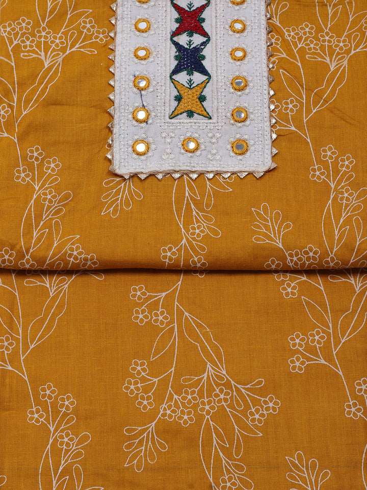 Printed Cotton Blend Unstitched Suit With Dupatta