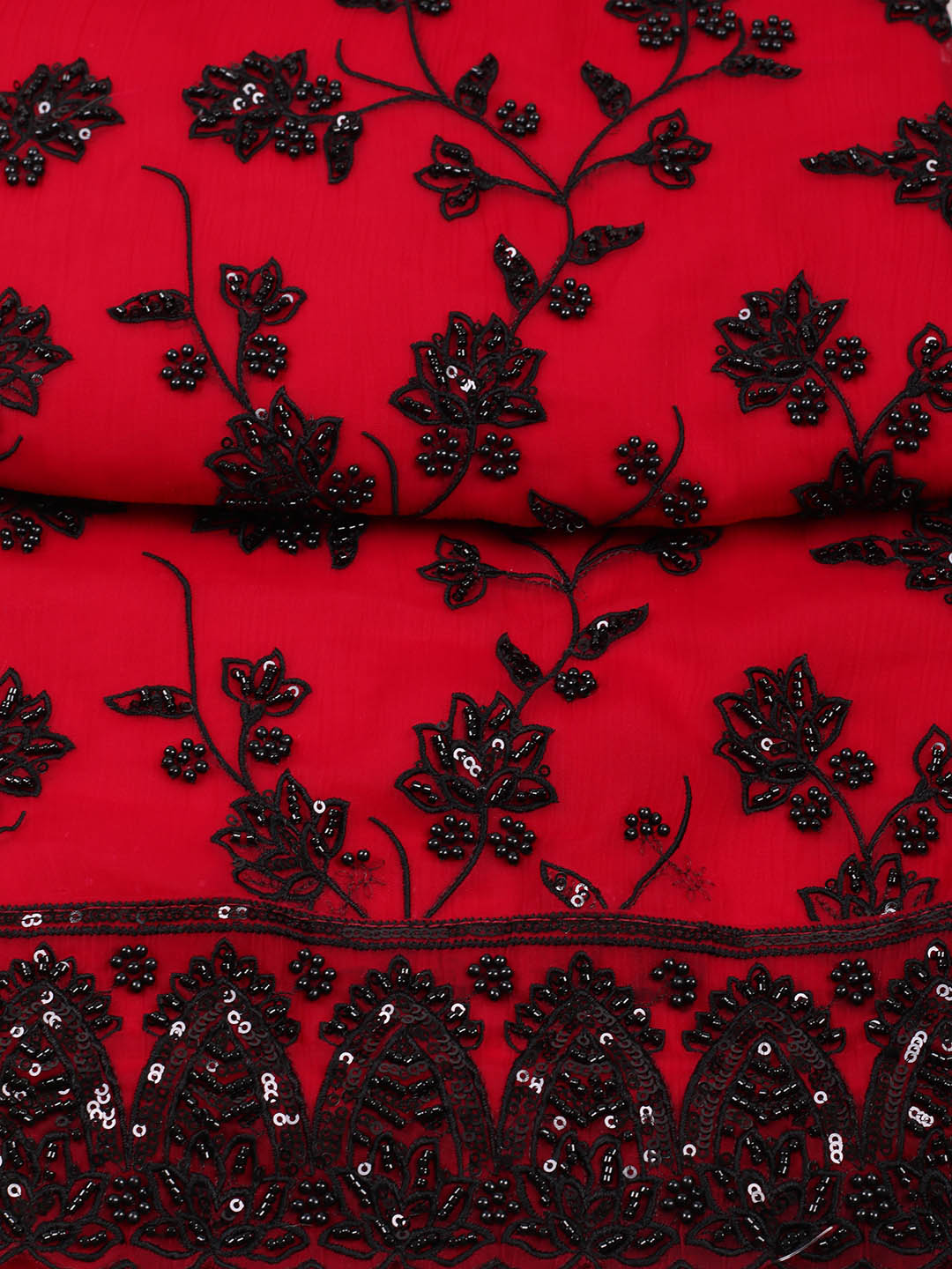 Embroidered Organza Unstitched Suit With Pant &amp; Dupatta