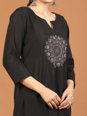 Embroidered Chanderi Kurta With Pants