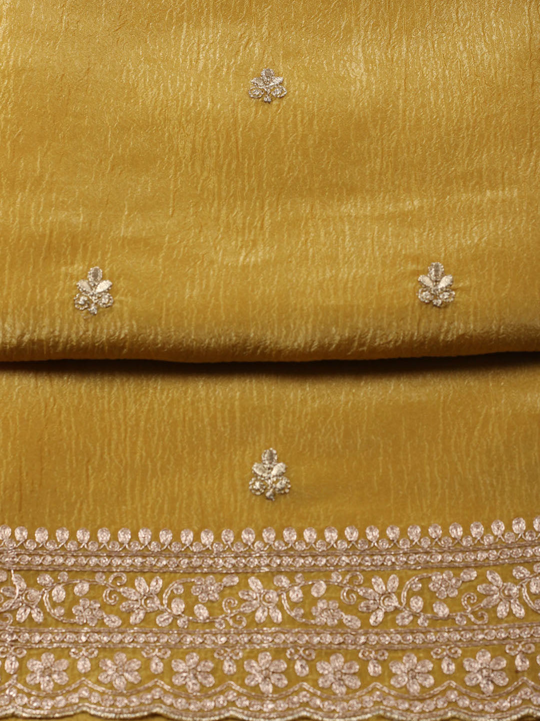 Woven Design Chanderi Unstitched Suit With Pant &amp; Dupatta