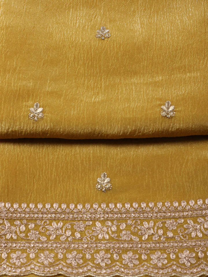 Woven Design Chanderi Unstitched Suit With Pant &amp; Dupatta