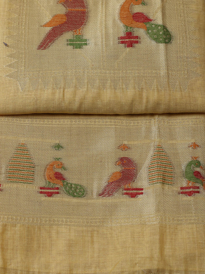 Embroidered Chanderi Unstitched Suit With Pant &amp; Dupatta
