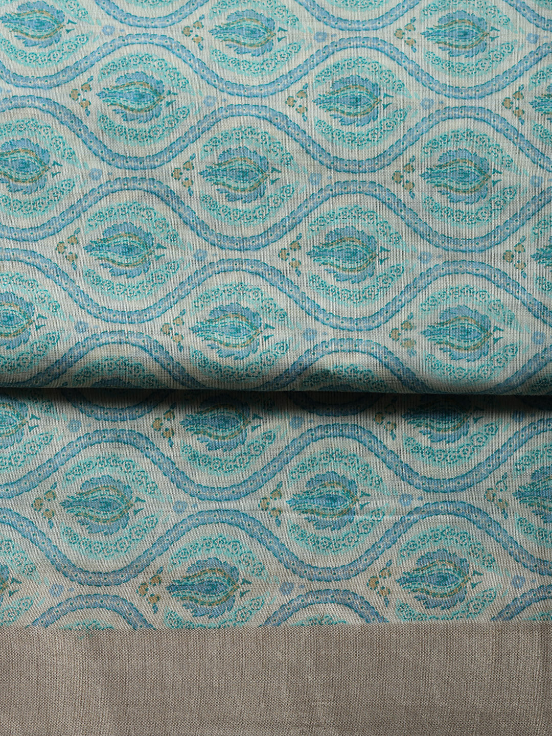 Printed, Chanderi Unstitched Suit With Pant &amp; Dupatta