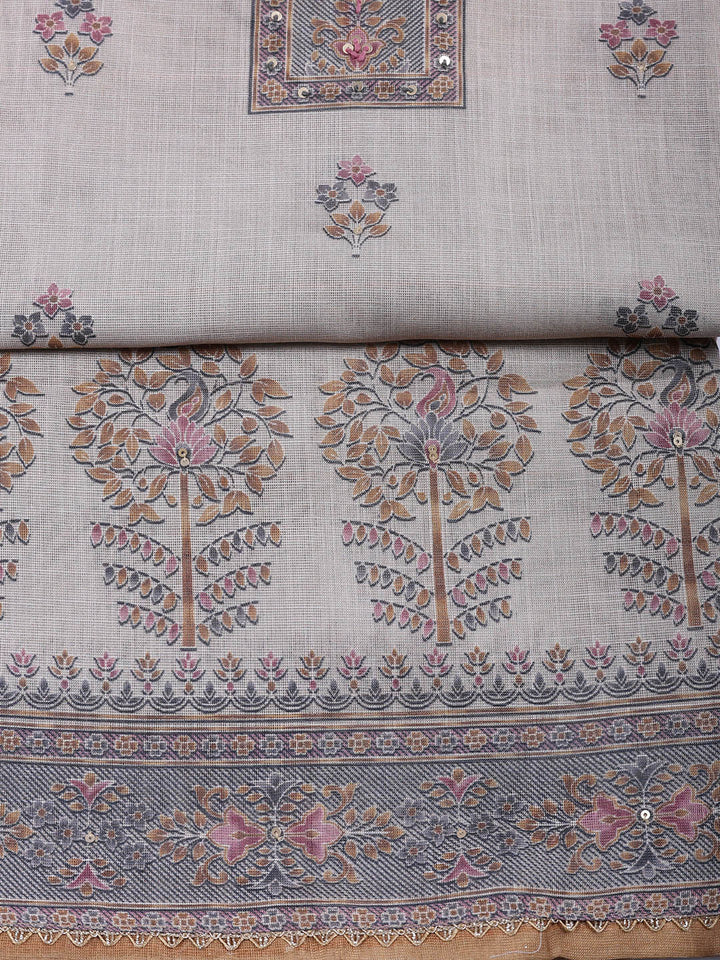 Embroidered Tissue Unstitched Suit With Pant &amp; Dupatta