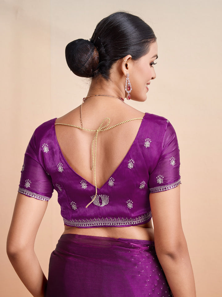 Embroidered Linen Blend Saree